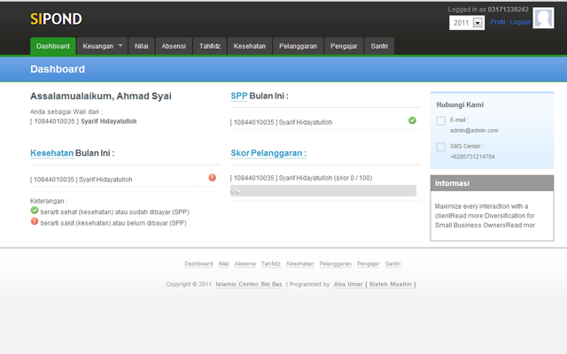 Sistem Informasi Pondok Pesantren Islamic Center Bin Baz